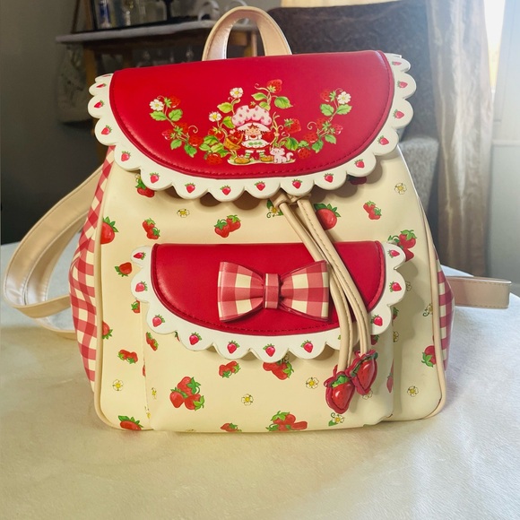 Strawberry Shortcake Gingham Check Plaid Mini Backpack Bag - Picture 3 of 9